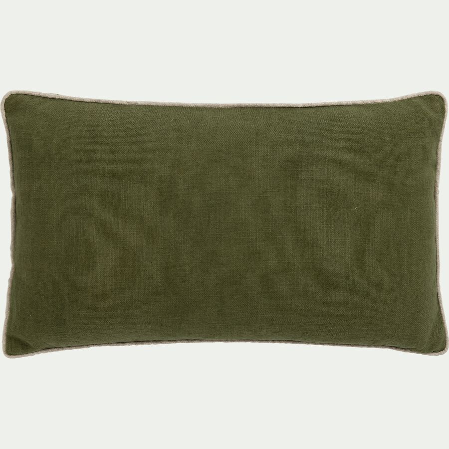 Coussin avec passepoil en lin et coton 30x50cm - vert tamegroute-HABL