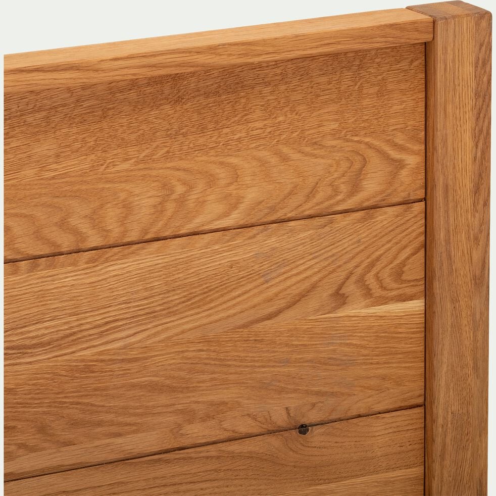 Lit 2 places en chêne massif avec tiroirs et panneau de finition - bois clair 140x200cm-RENO