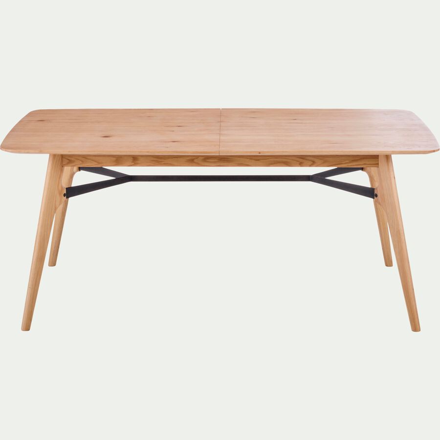 Table repas extensible rectangulaire en plaqué chêne et acier - bois clair (8 à 12 places)-LATIUM