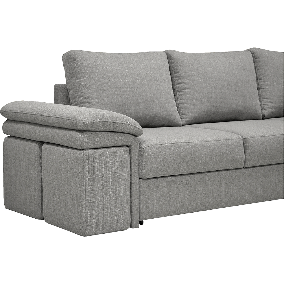 Charles Canapé Dangle Réversible Convertible En Tissu Gris Clair Et 4 Poufs