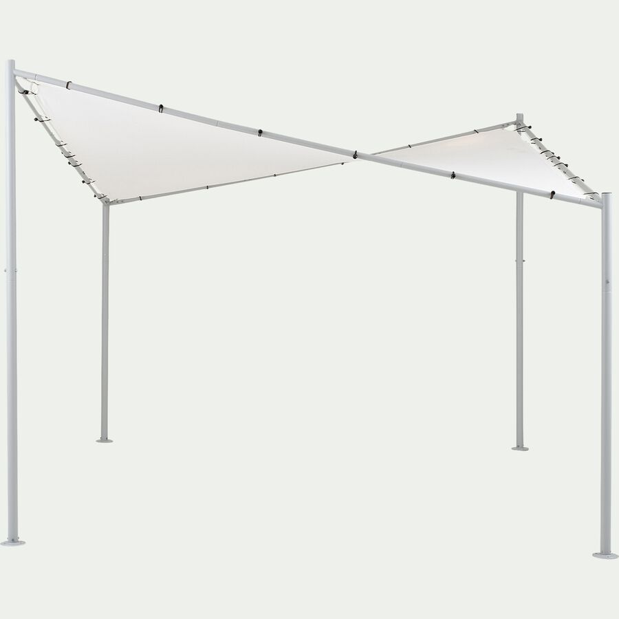 Pergola en acier avec une toile de toit suspendue en polyester - blanc-PONTIS