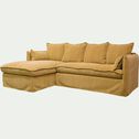 Canapé d'angle gauche convertible en tissu - jaune argan-KALISTO