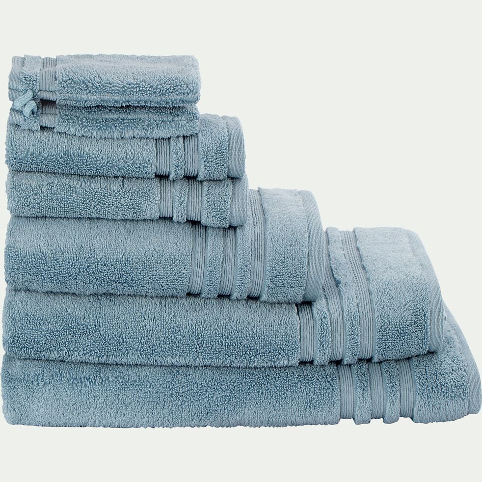 Lot de 2 gants de toilette bouclette en coton - bleu autan-NOUN