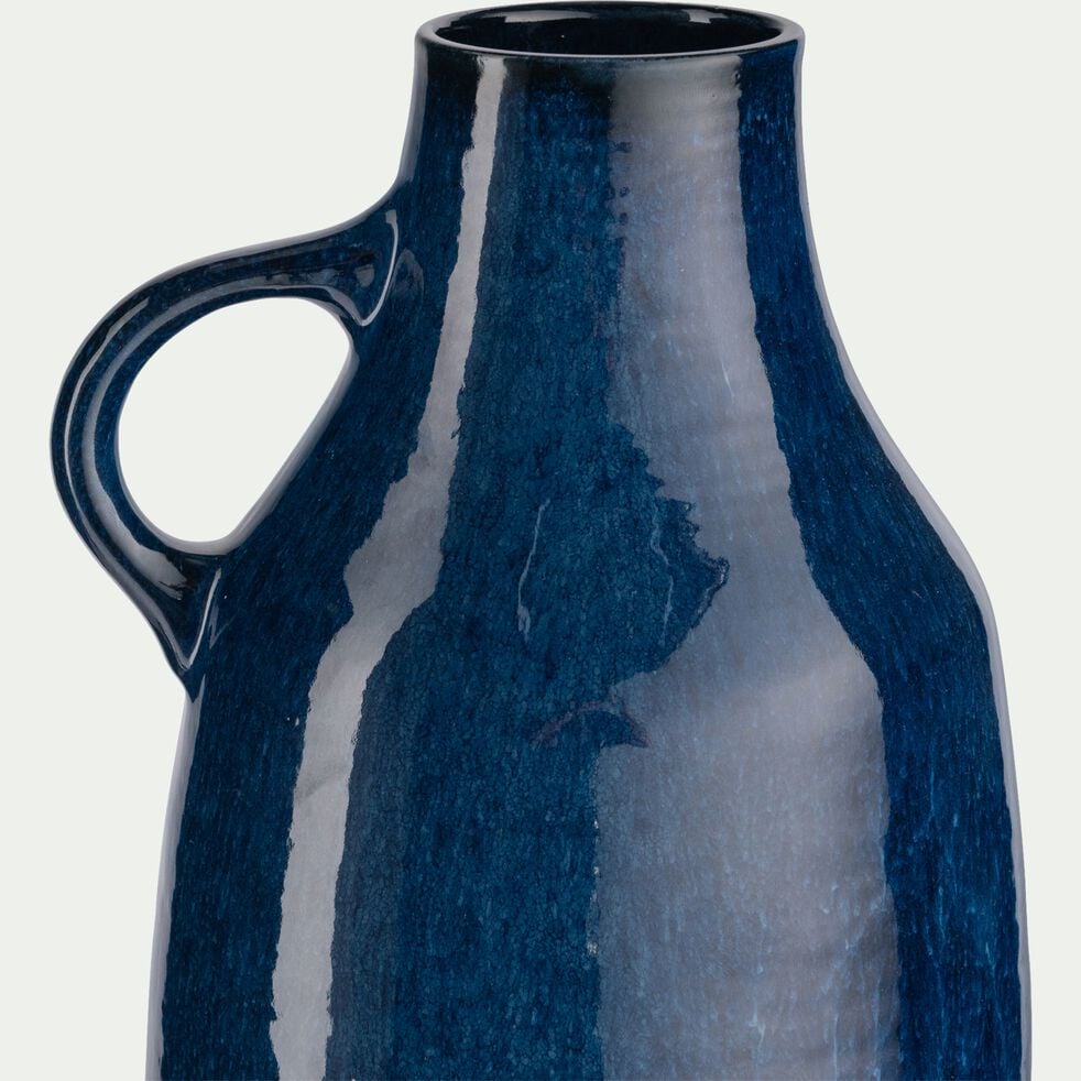 Vase bouteille en faïence H51cm - bleu-PALOMINA