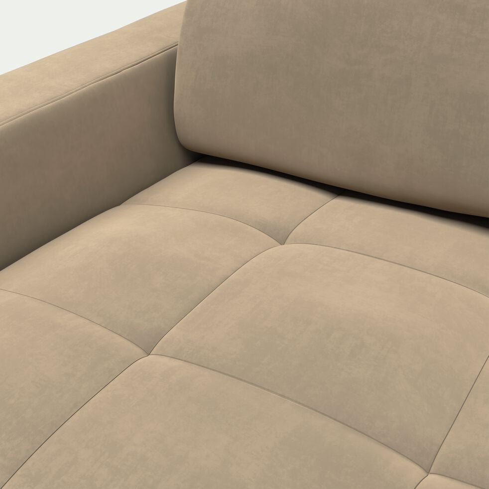 Canapé 2 places fixe en tissu microfibre avec accoudoirs 20cm - beige alpilles-MAURO