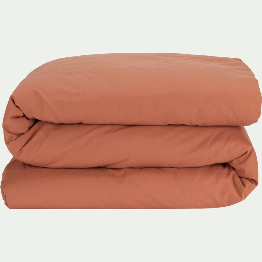 Linge de lit uni en coton - brun rustrel-CALANQUES