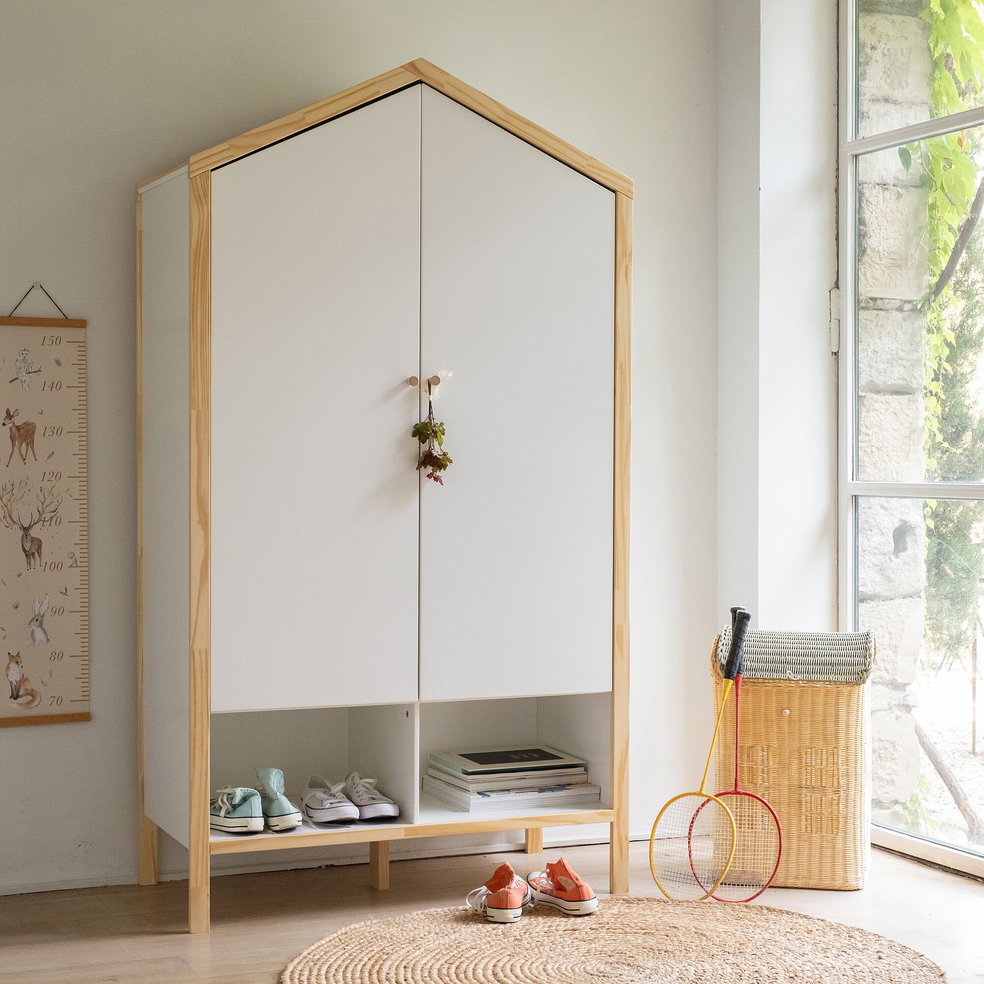 Armoire forme de maison en bois H185cm blanc PILOTI alinea