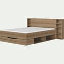 Lit 2 places avec rangements et tête de lit en bois 140x200cm - bois clair-LUCIAN
