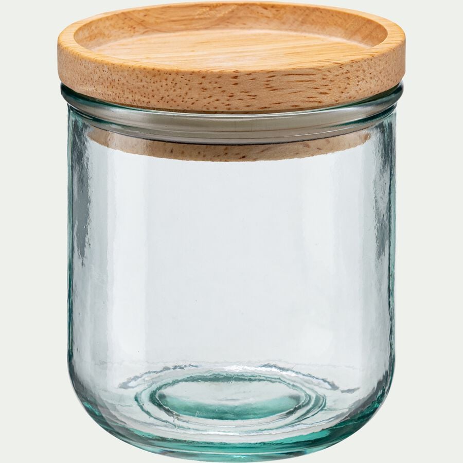 Bocal en verre recyclé avec couvercle en bois 35cl - transparent-AQUA