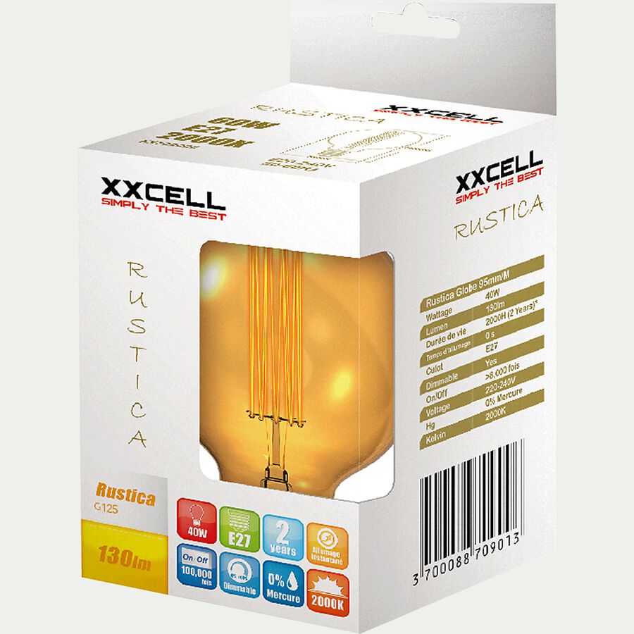Ampoule décorative incandescente D16,8cm culot E27-GLOBE
