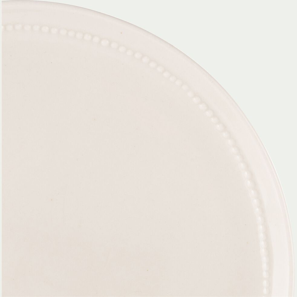 Assiette à dessert en porcelaine avec liseré perlé D21,60cm - blanc ventoux-MARGOT