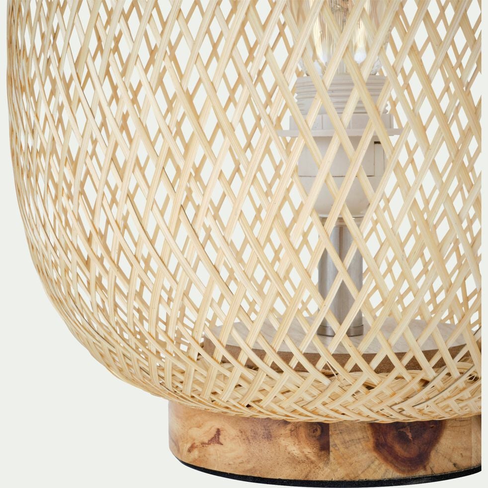 Lampe de sol électrifiée en bambou D22cm - naturel-FANY