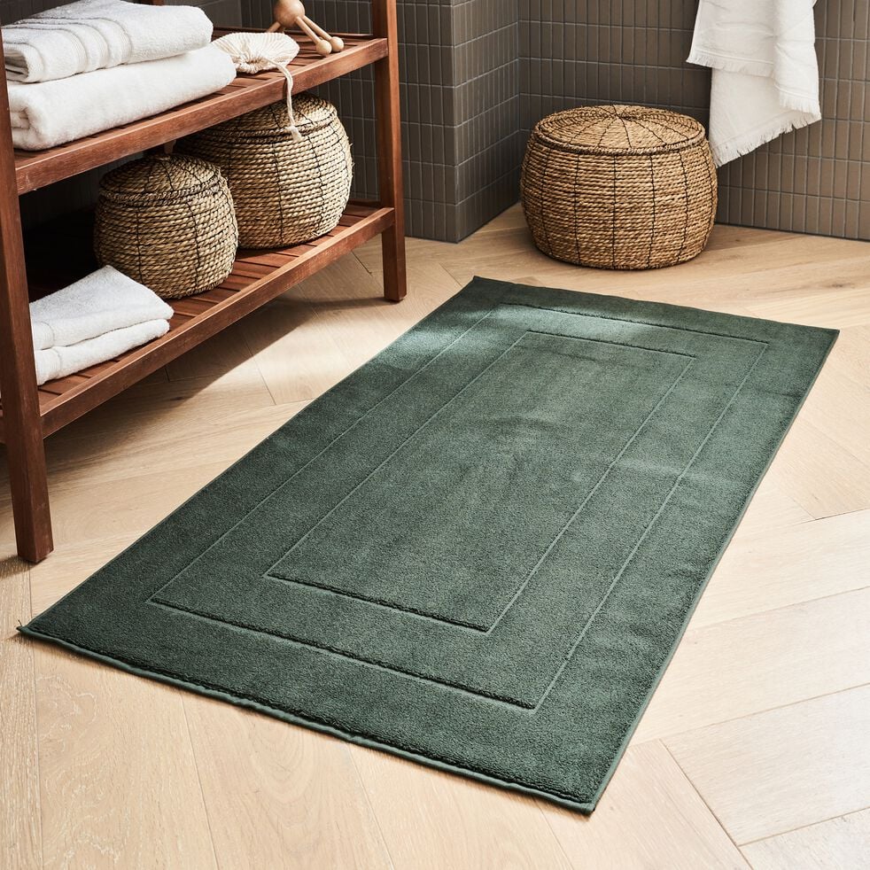 Tapis de bain en coton - vert cèdre 60x110cm-AZUR