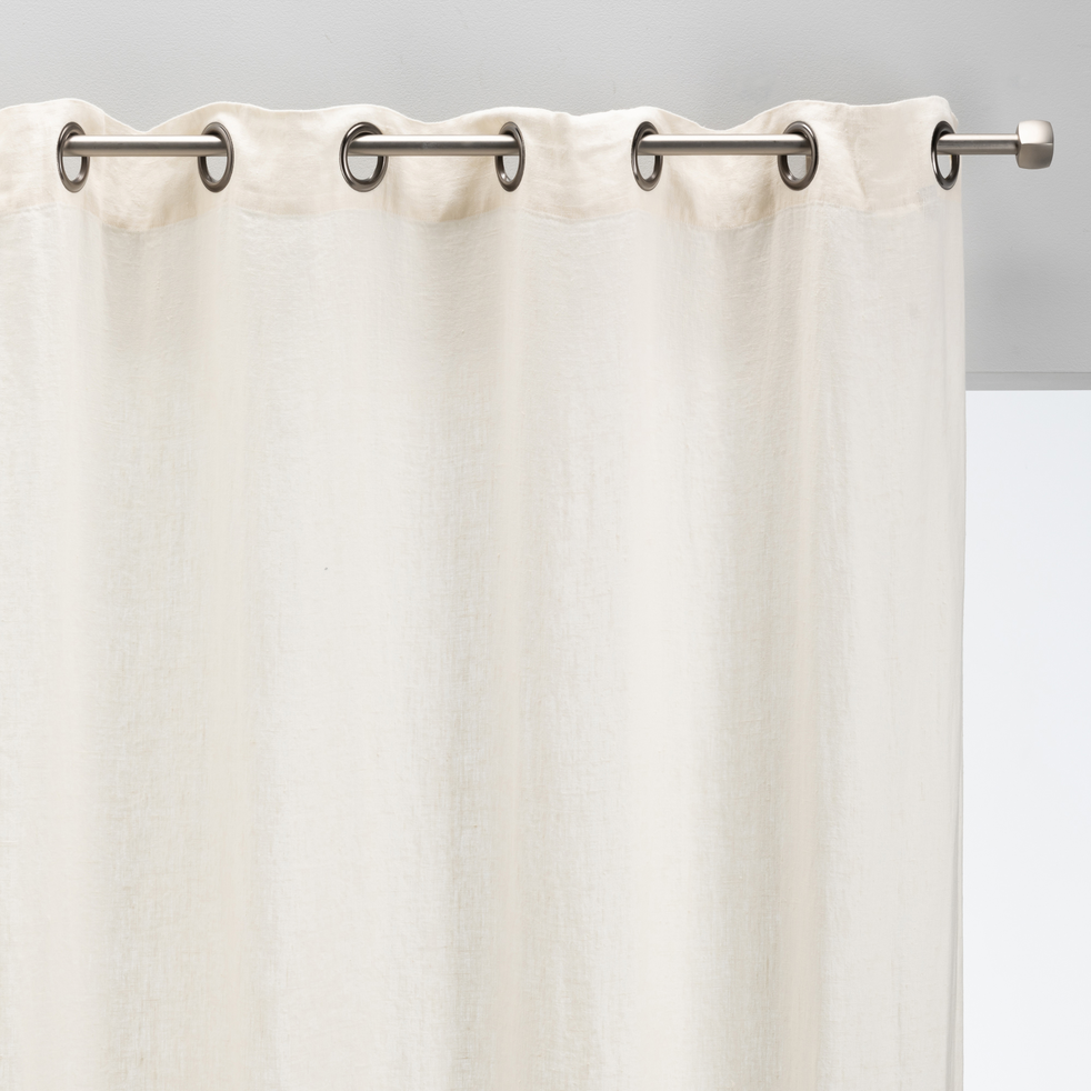 Vence Rideau à Oeillets En Lin Lavé Blanc Ventoux 140x360cm