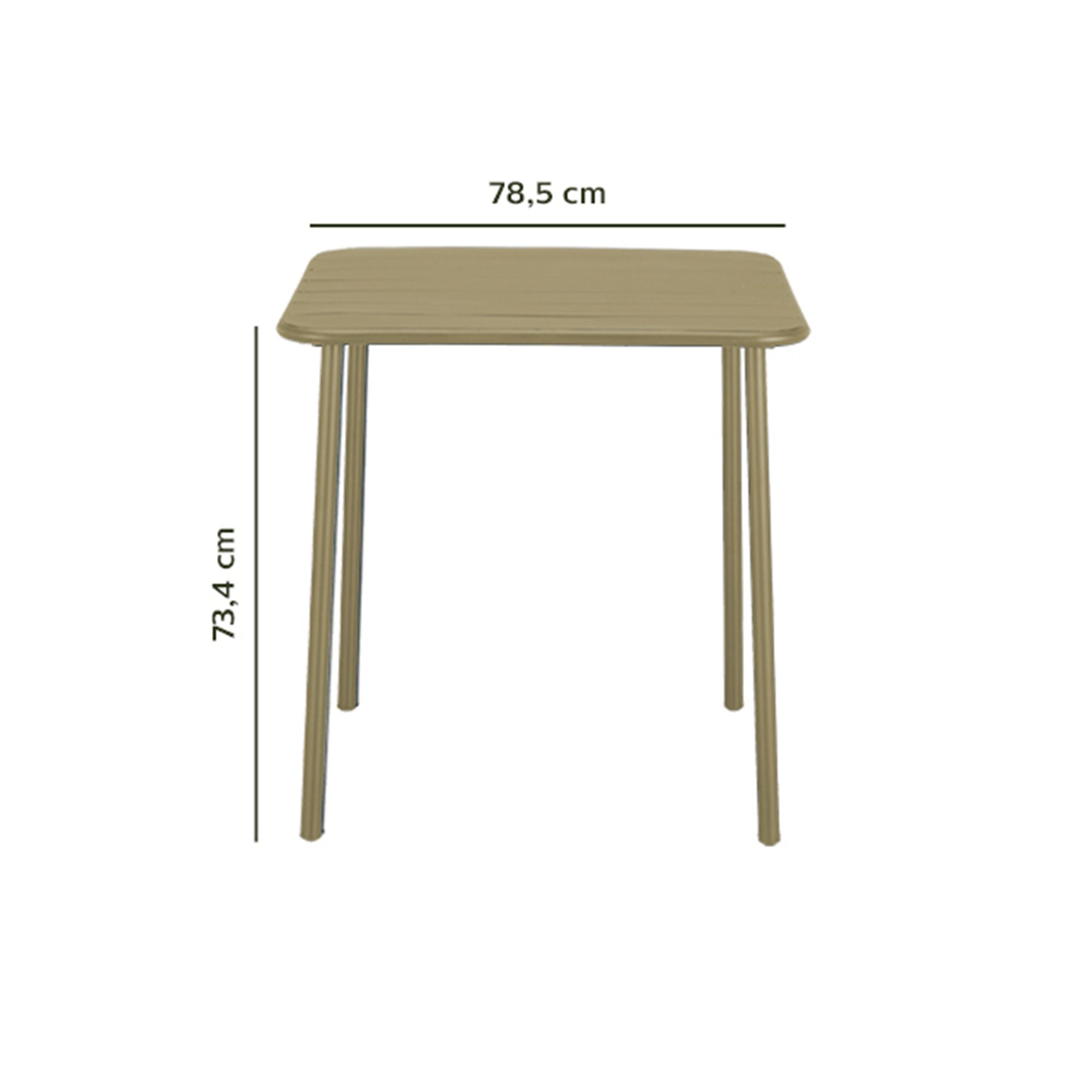 Table de repas jardin fixe rectangulaire en acier - vert kaki (2 places)-SOURIS