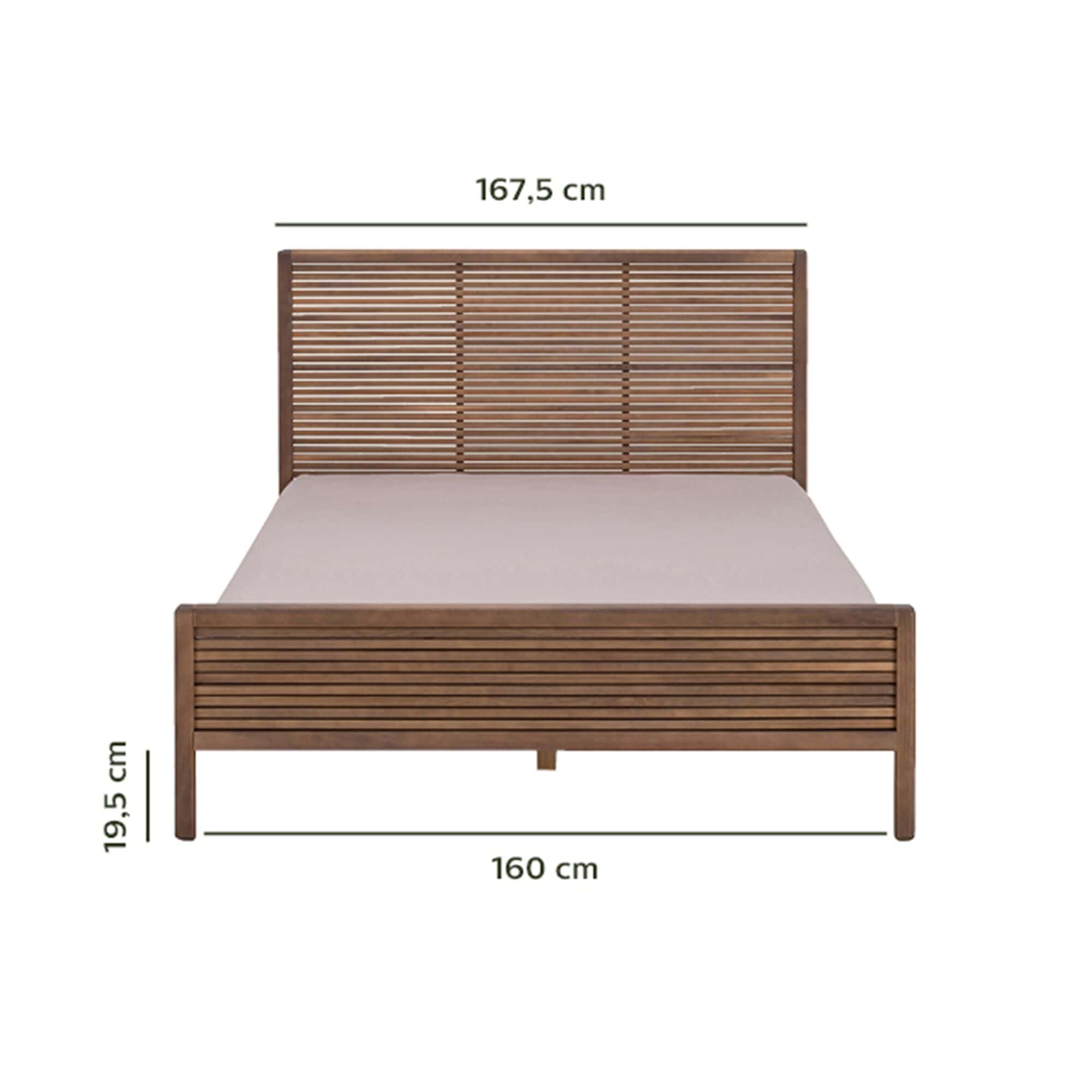 Lit 2 places avec tête de lit - bois foncé 160x200 cm - C