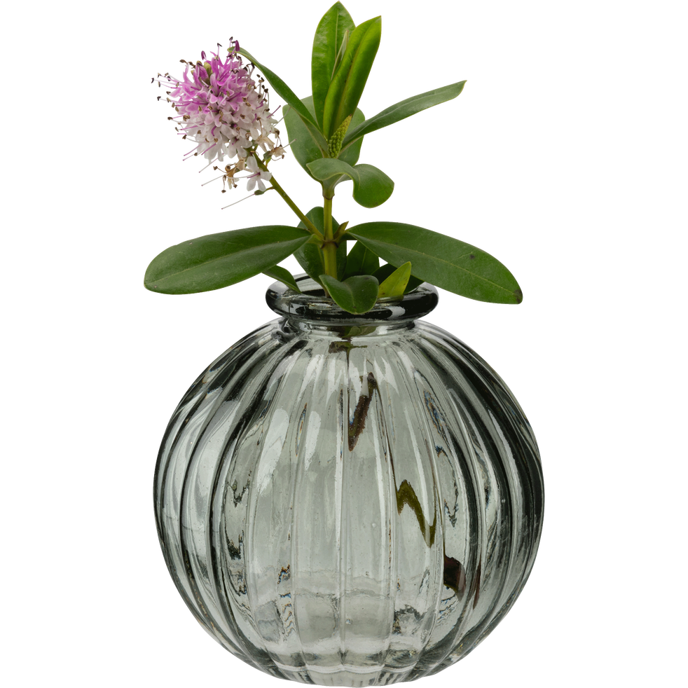 Vase rond strié en verre gris restanque H8 cm Doko vases alinea