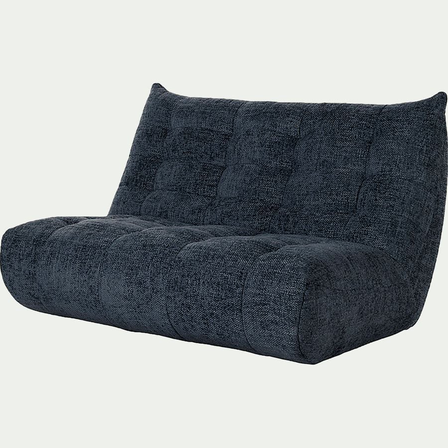 Canapé 3 places fixe en tissu chenille - bleu marine-SCALO