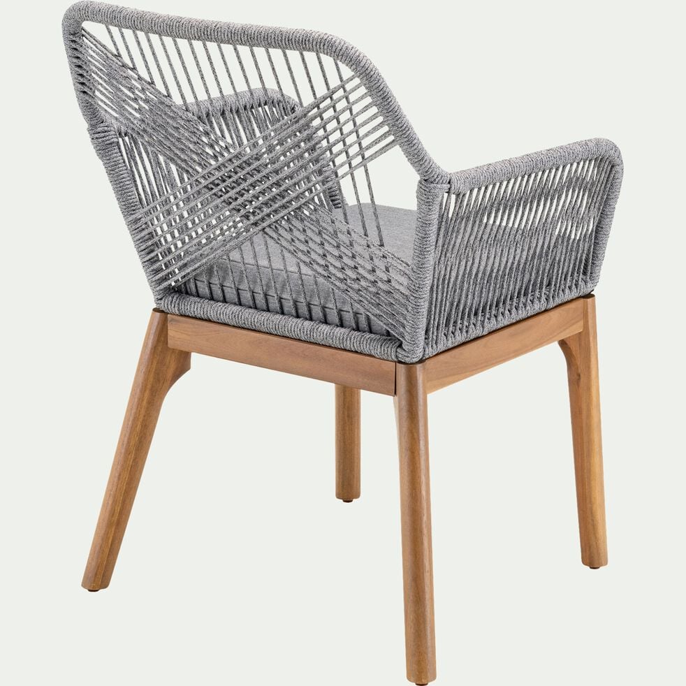 Chaise de jardin en acier et corde - gris-FOSSAN