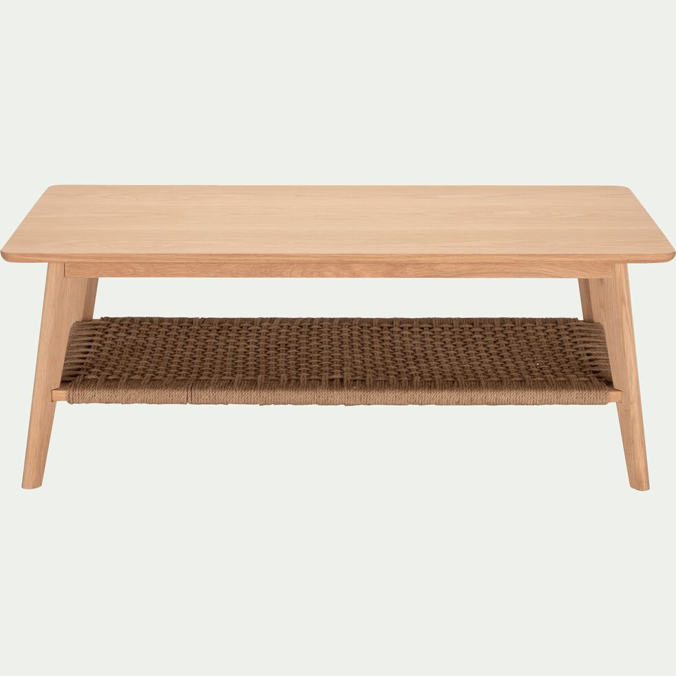 Table Basse Rectangulaire Plaquee Chene Et Corde Tressee Corda