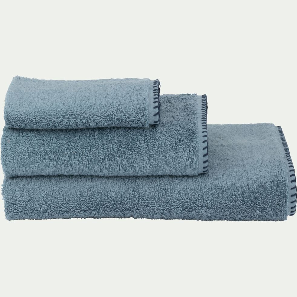 Lot de 2 serviettes invité en coton - bleu d'autan 30x50cm-YNES