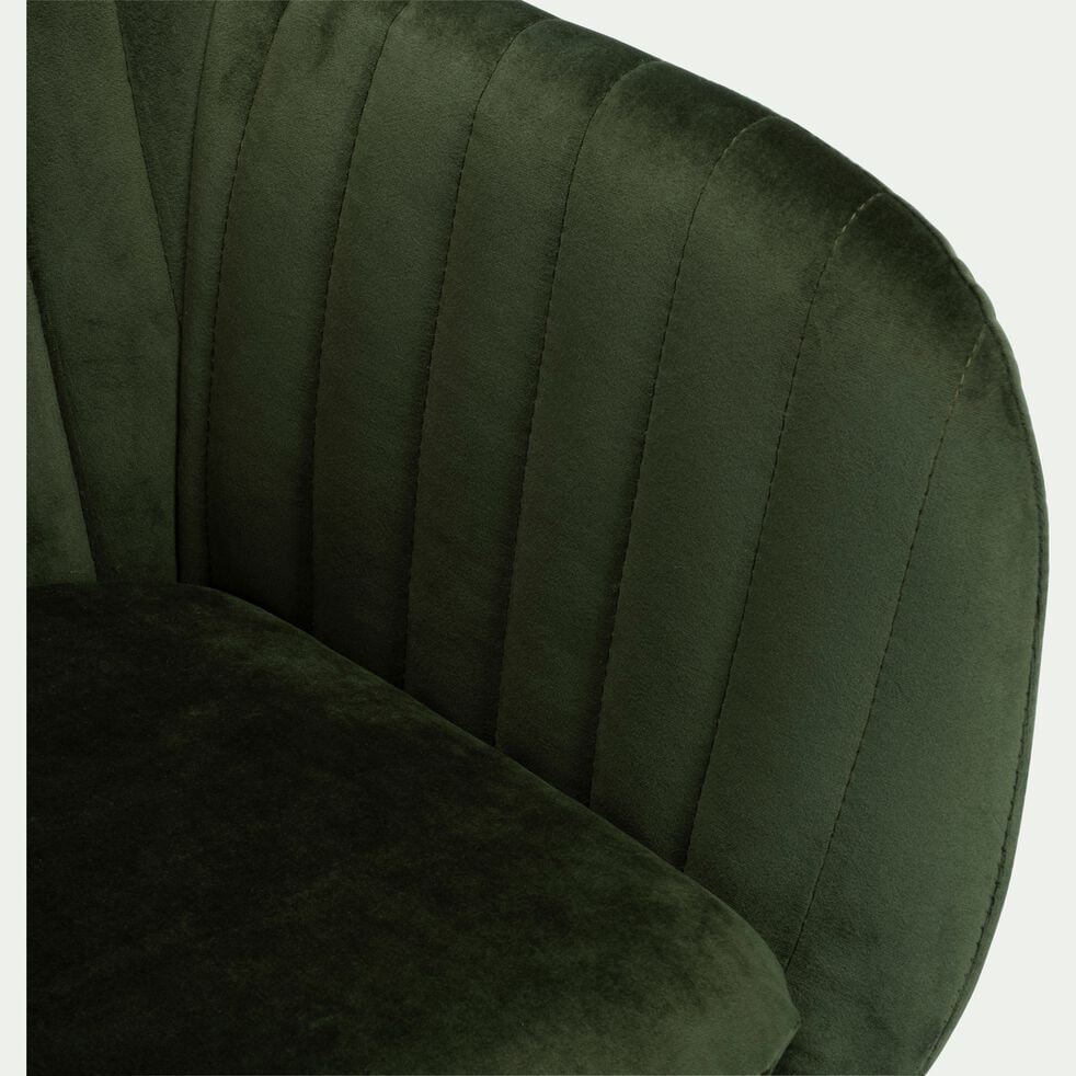 Chaise capitonnée en velours avec accoudoirs - vert cèdre-SHELL