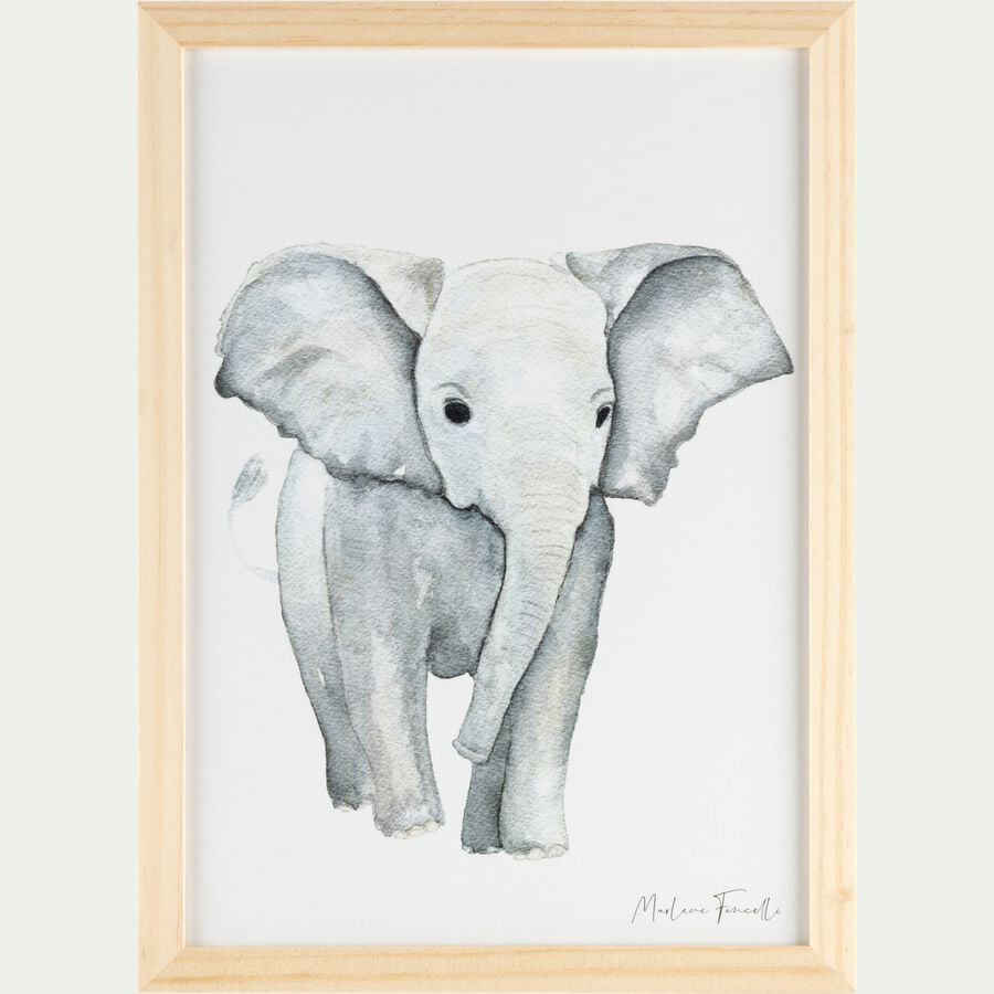 Image aquarelle encadrée Éléphant - A4-ELEPHANT