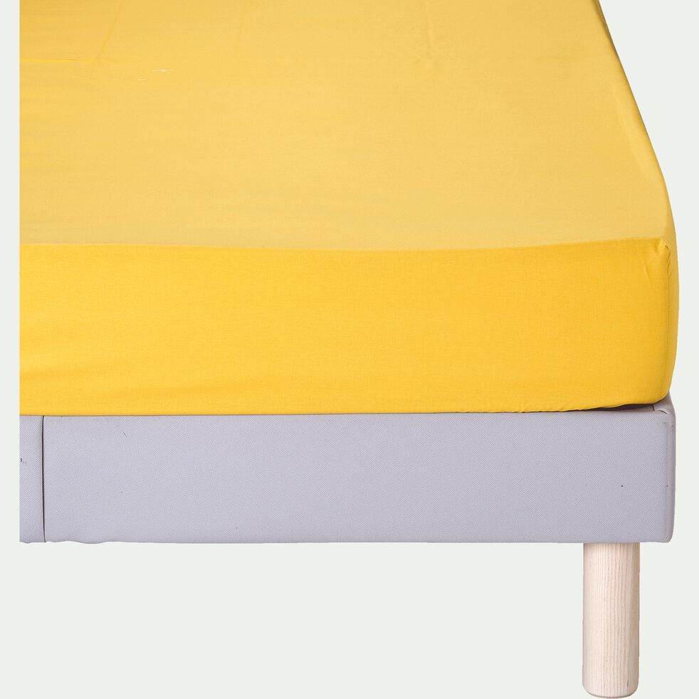 Drap housse en coton 90x200cm B25cm - jaune genet-CALANQUES