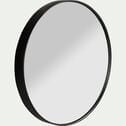 Miroir rond en bois D50cm - noir-OUNDO