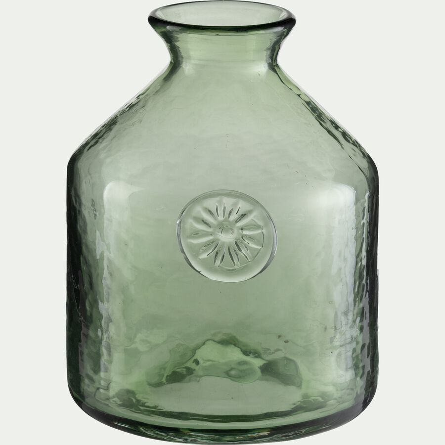 Vase bouteille en verre h16,5cm - vert-BIANDEL
