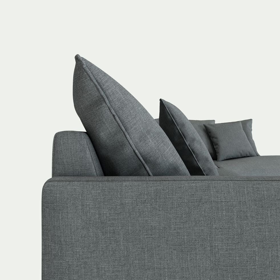Canapé d'angle fixe droit en tissu - gris ardoise-SIMONA