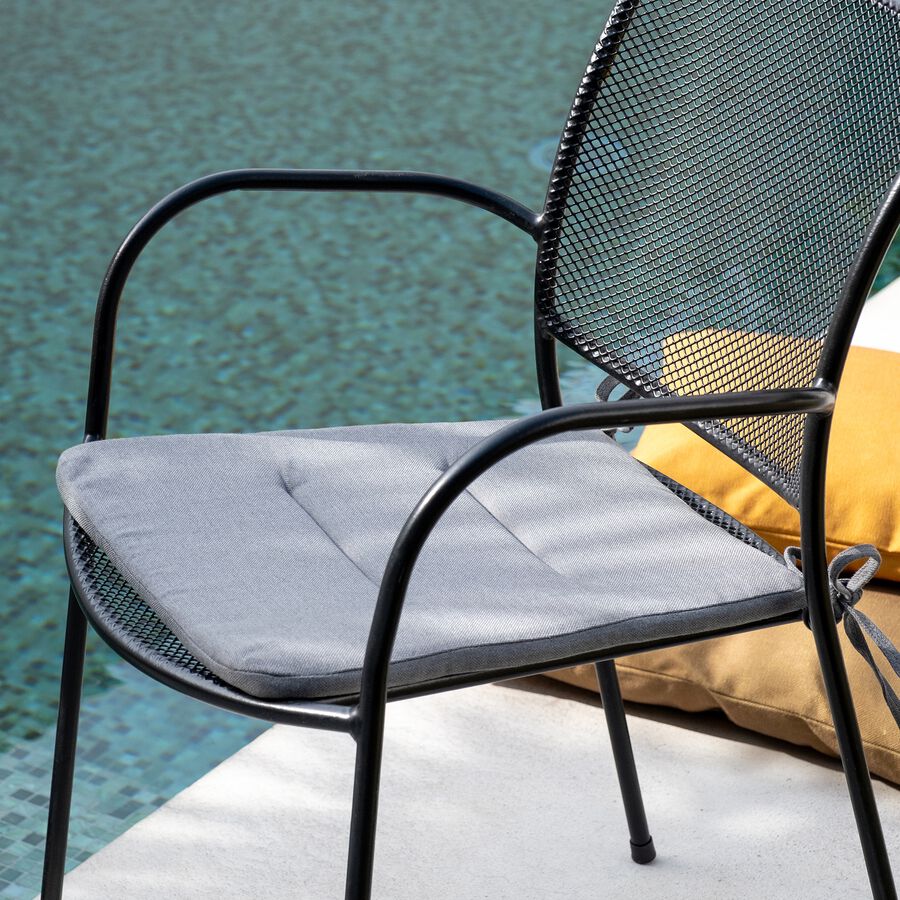 Galette de chaise indoor & outdoor en tissu - gris ardoise-TOPO