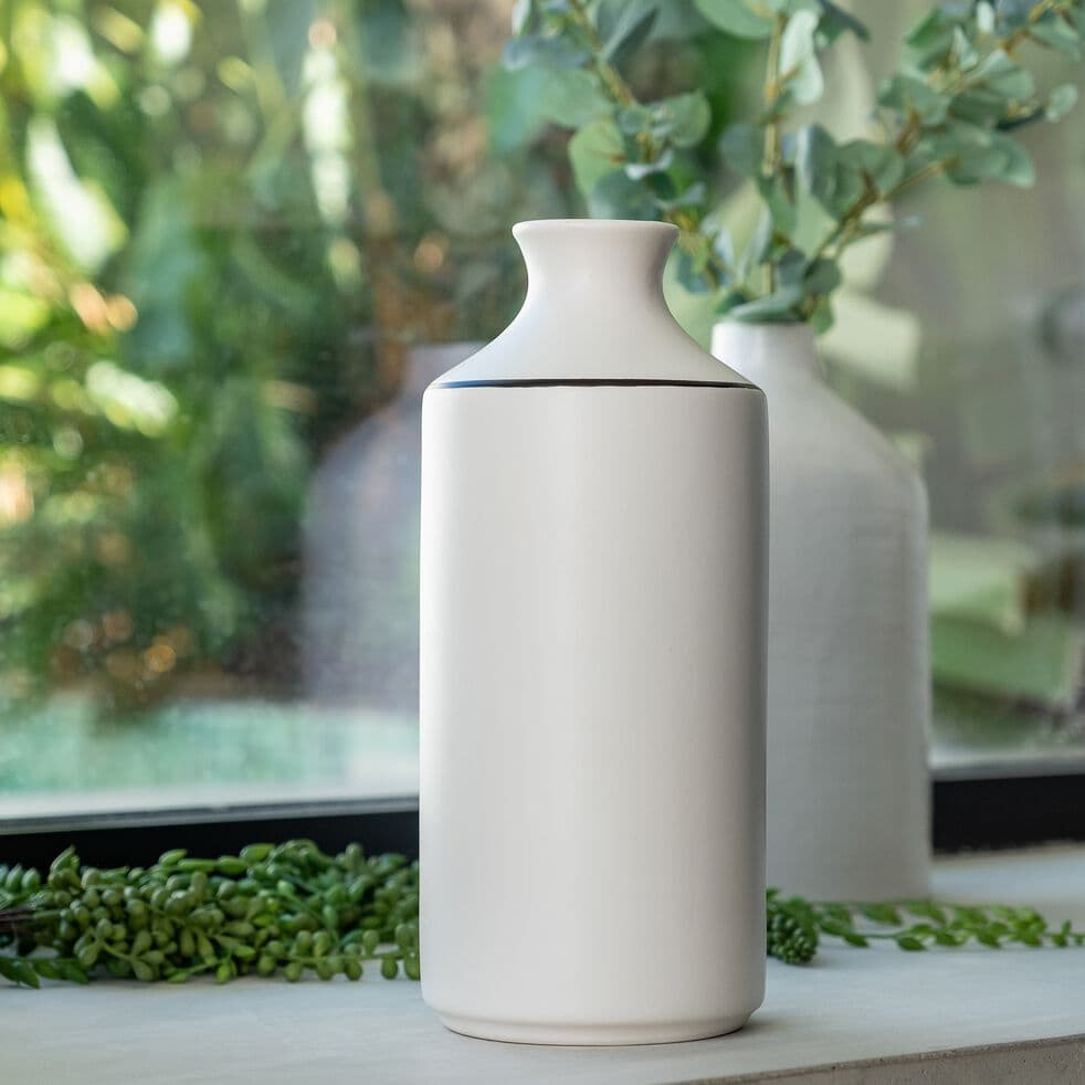 Vase bouteille en faïence H31cm - blanc-REOTIER