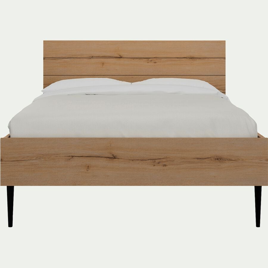 Lit 1 place avec tête de lit en bois 120x200cm - bois clair-LUCIAN