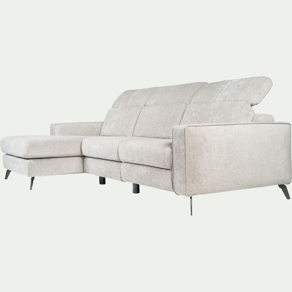 Canapé d'angle gauche fixe en tissu doux - gris borie-SALVIA