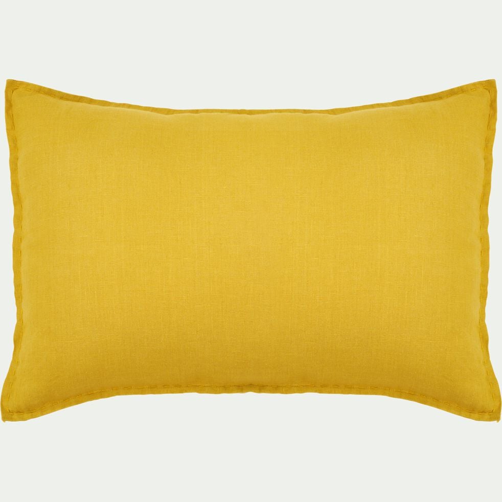 Coussin en lin lavé 40x60cm - jaune archillea-VINON