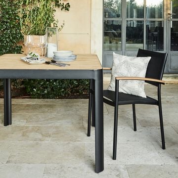 Table de repas jardin en aluminium et teck - bois clair (4 places )-TASTA