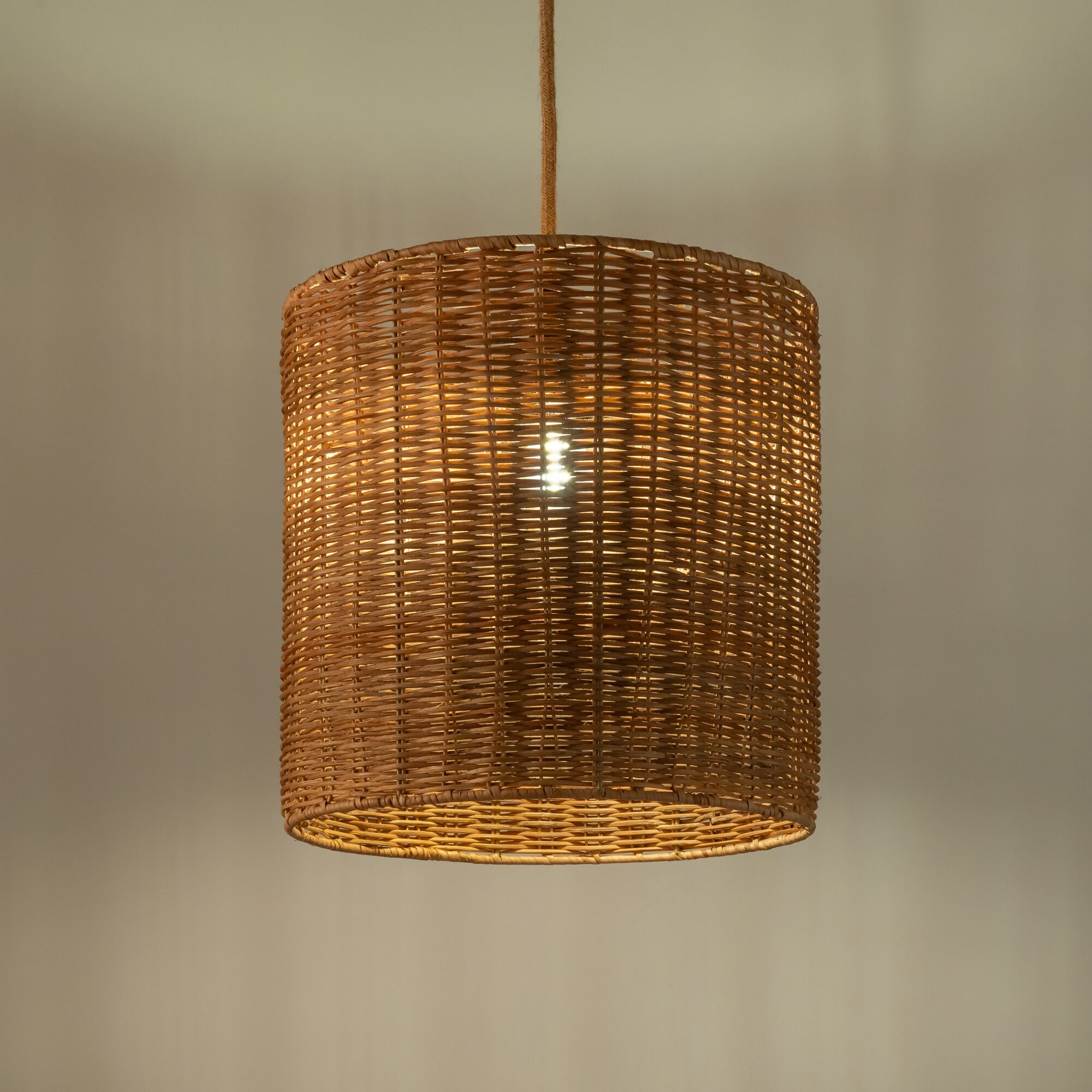 Abat-jour cylindrique en rotin H30cm - naturel - SOLANE | alinea