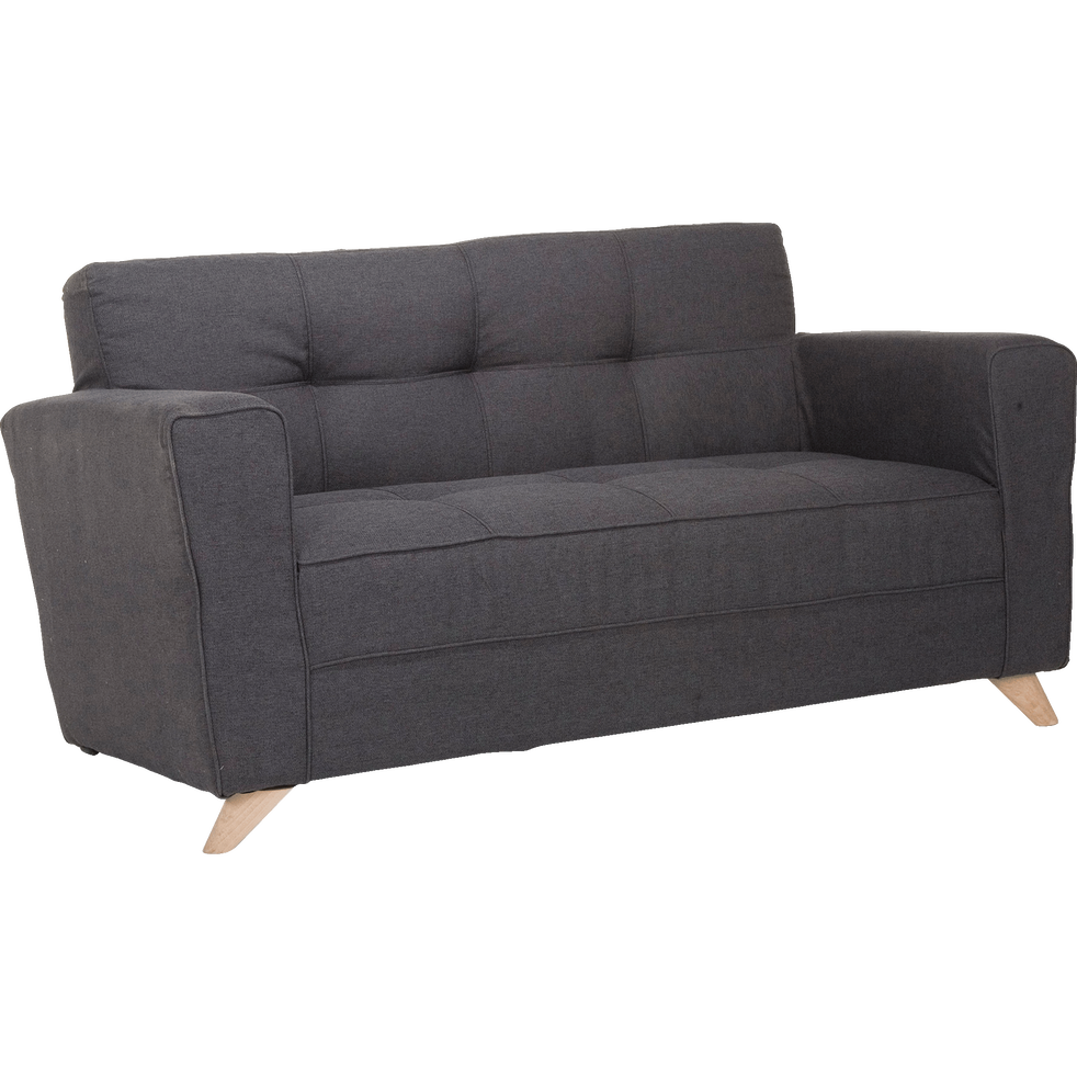 Canapé 2 places fixe en tissu gris anthracite - VICKY ...