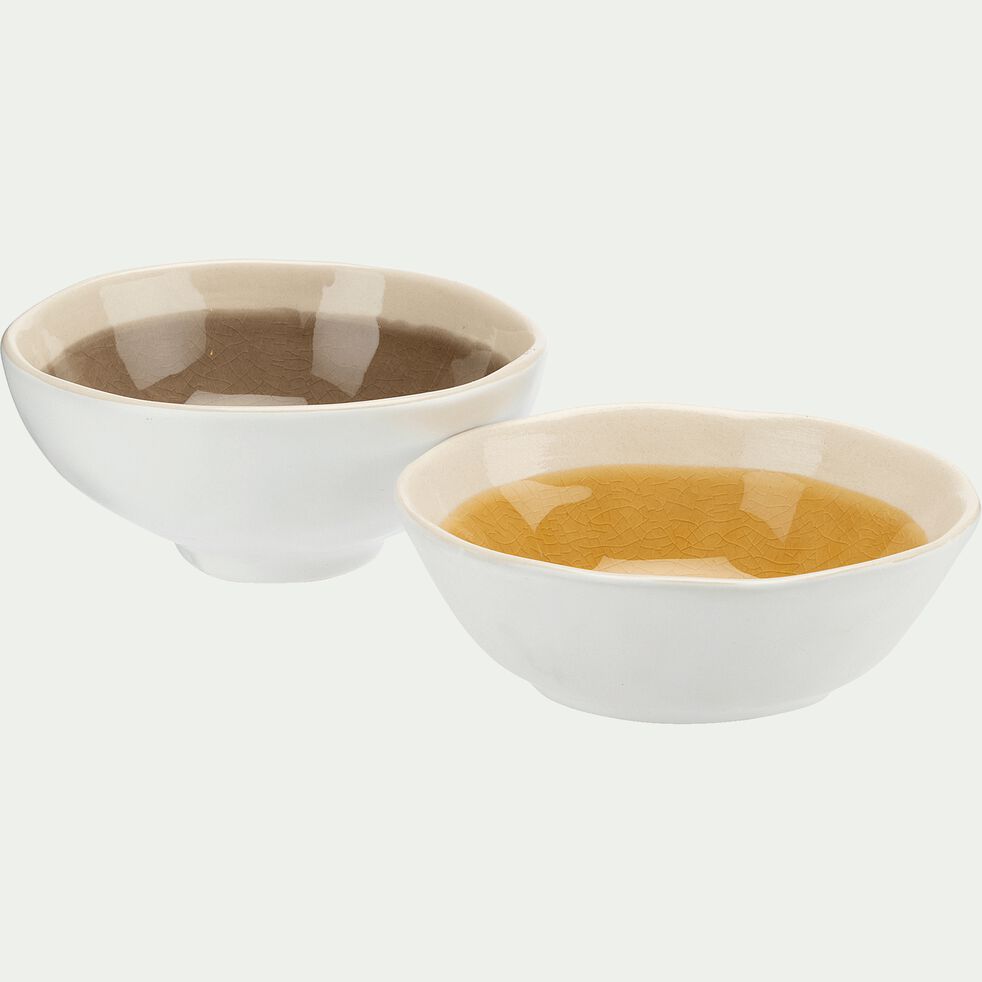 Bol en grès - marron et blanc D12,5cm H5,5cm - KARNAK ...