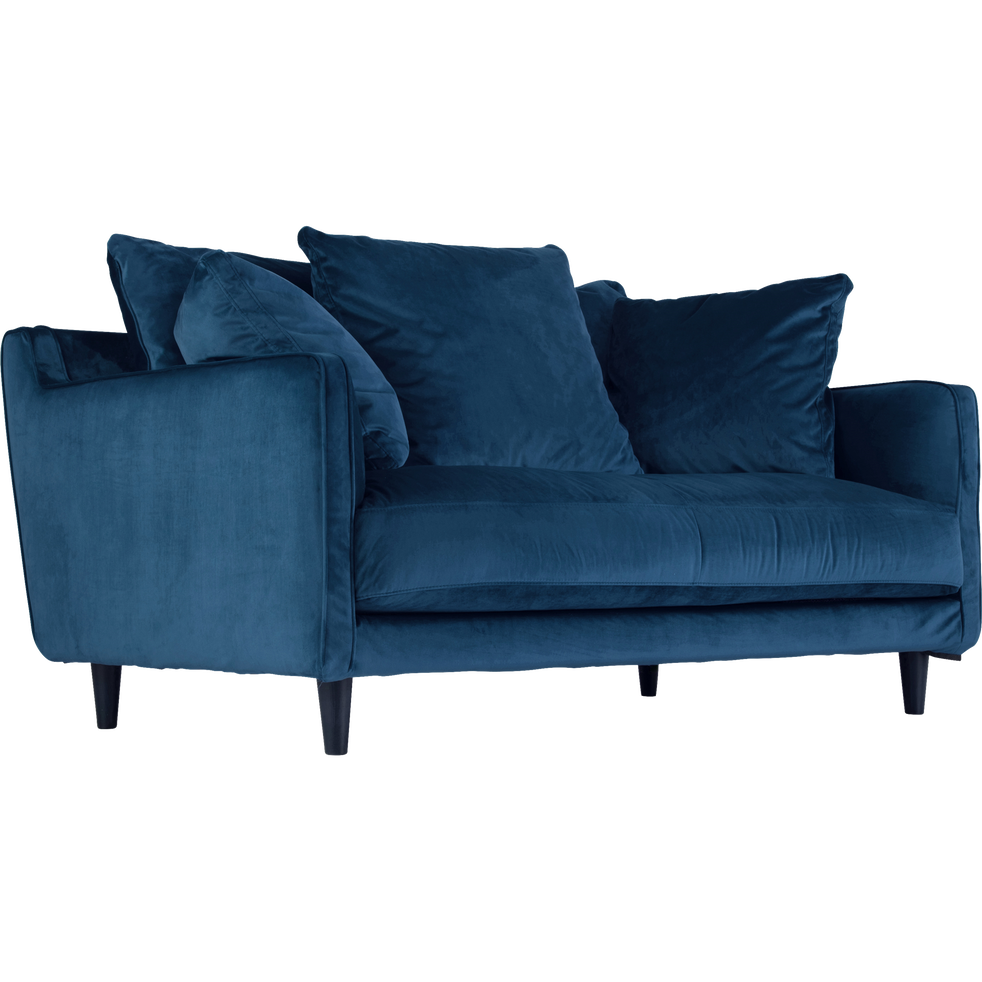 Canapé 2 places convertible en velours bleu figuerolles ...