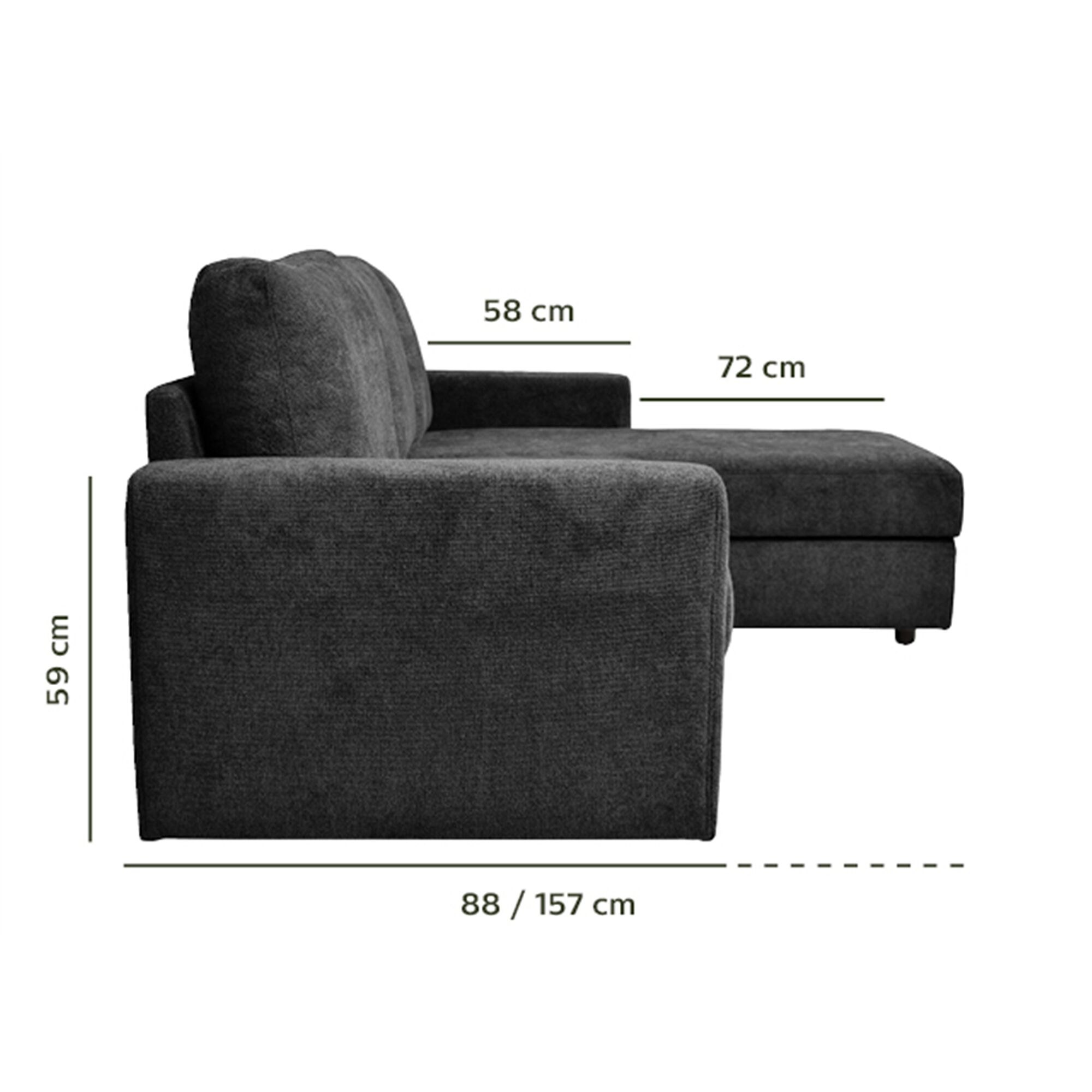 Canapé d'angle réversible convertible en tissu tramé - gris ardoise-HONORE