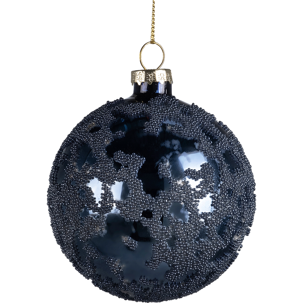Ambroise Boule De Noël En Verre Bleu D8cm