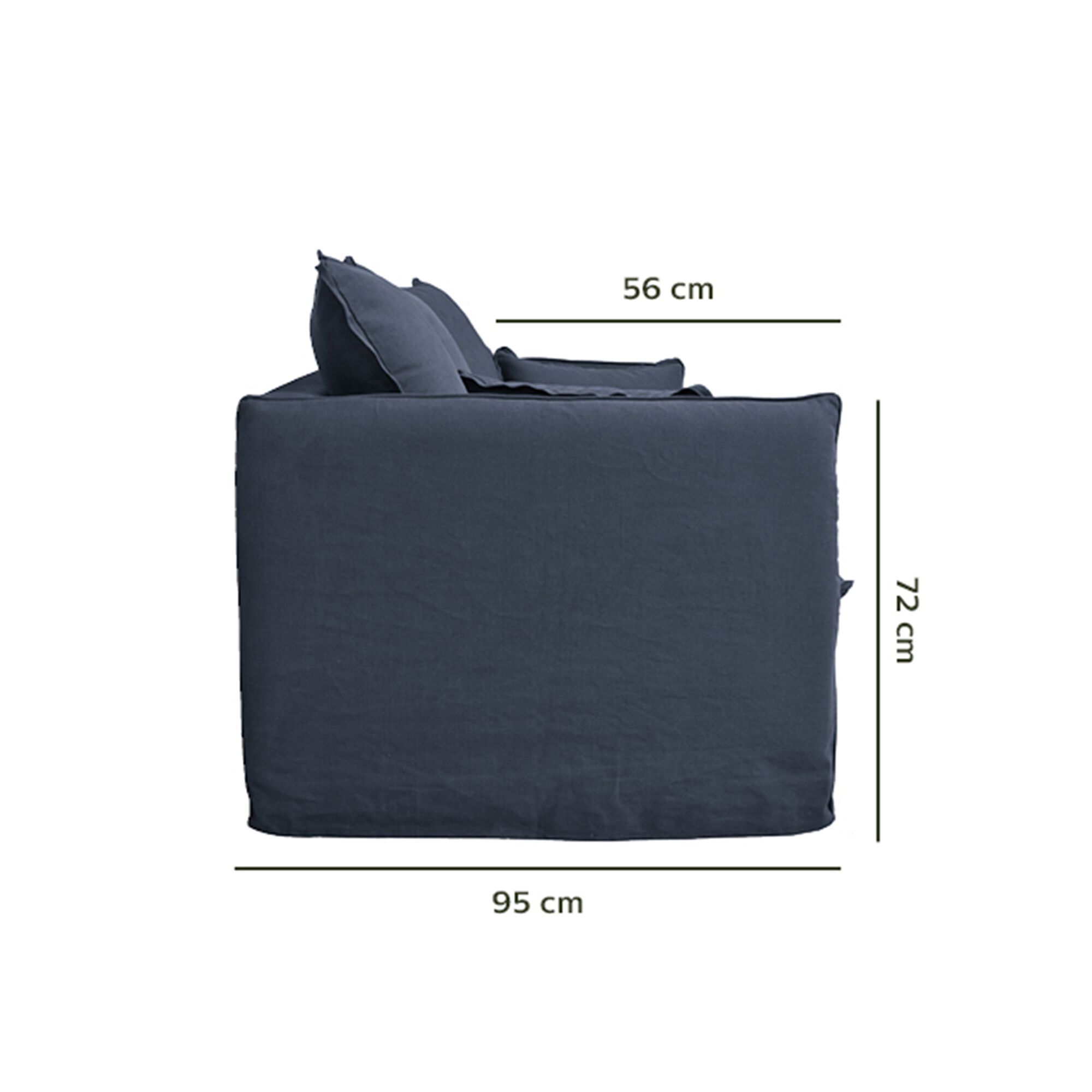 Canapé 3 places fixe en coton et lin - bleu calabrun-KALISTO