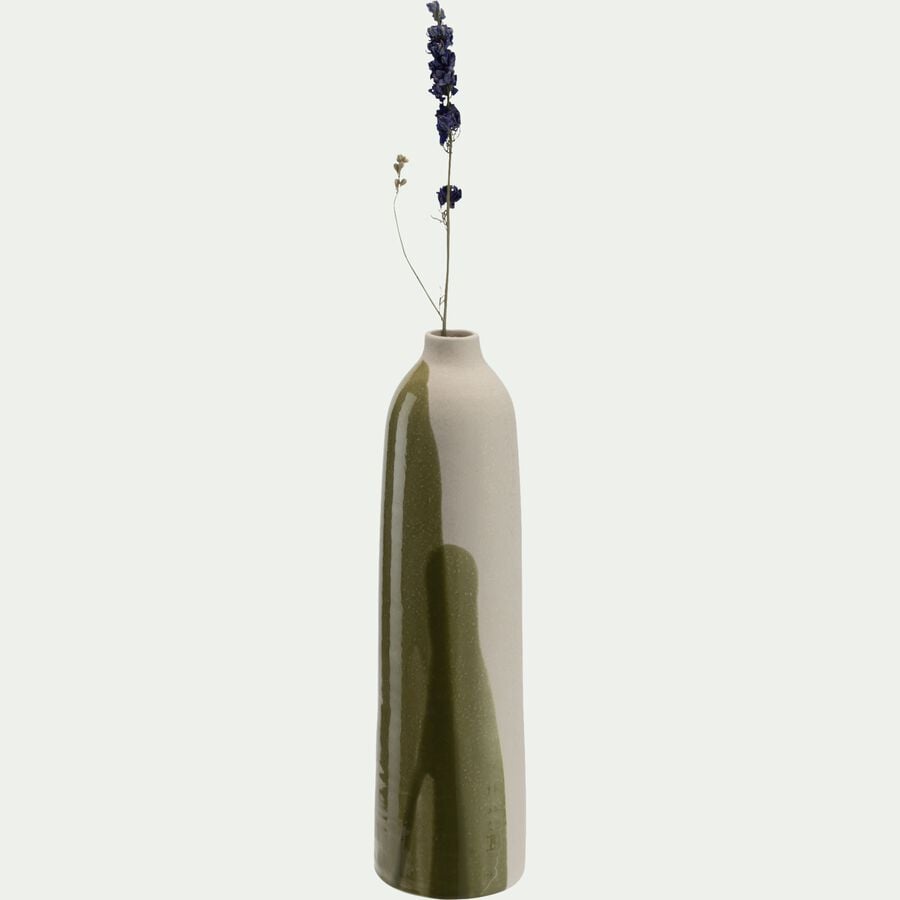 Vase classique en faïence à motif abstrait H40cm - vert avocado-BORMLA