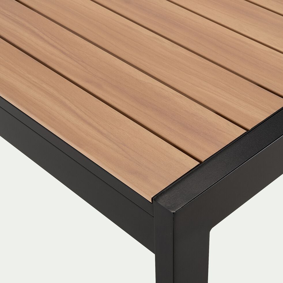 Table De Jardin Extensible En Aluminium Effet Teck Noir 8 A 12