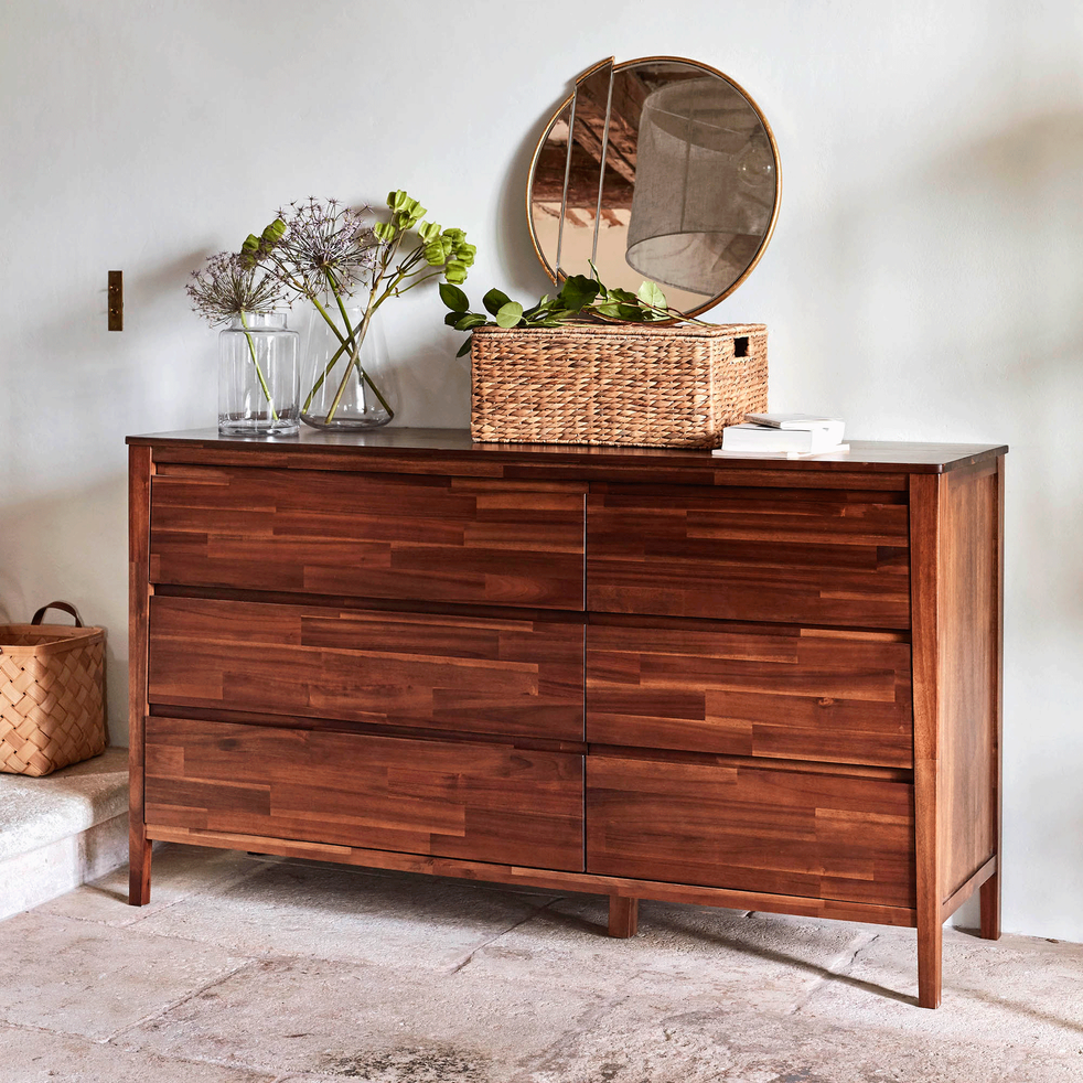 Commode 2x3 tiroirs en acacia massif THAO commodes alinea