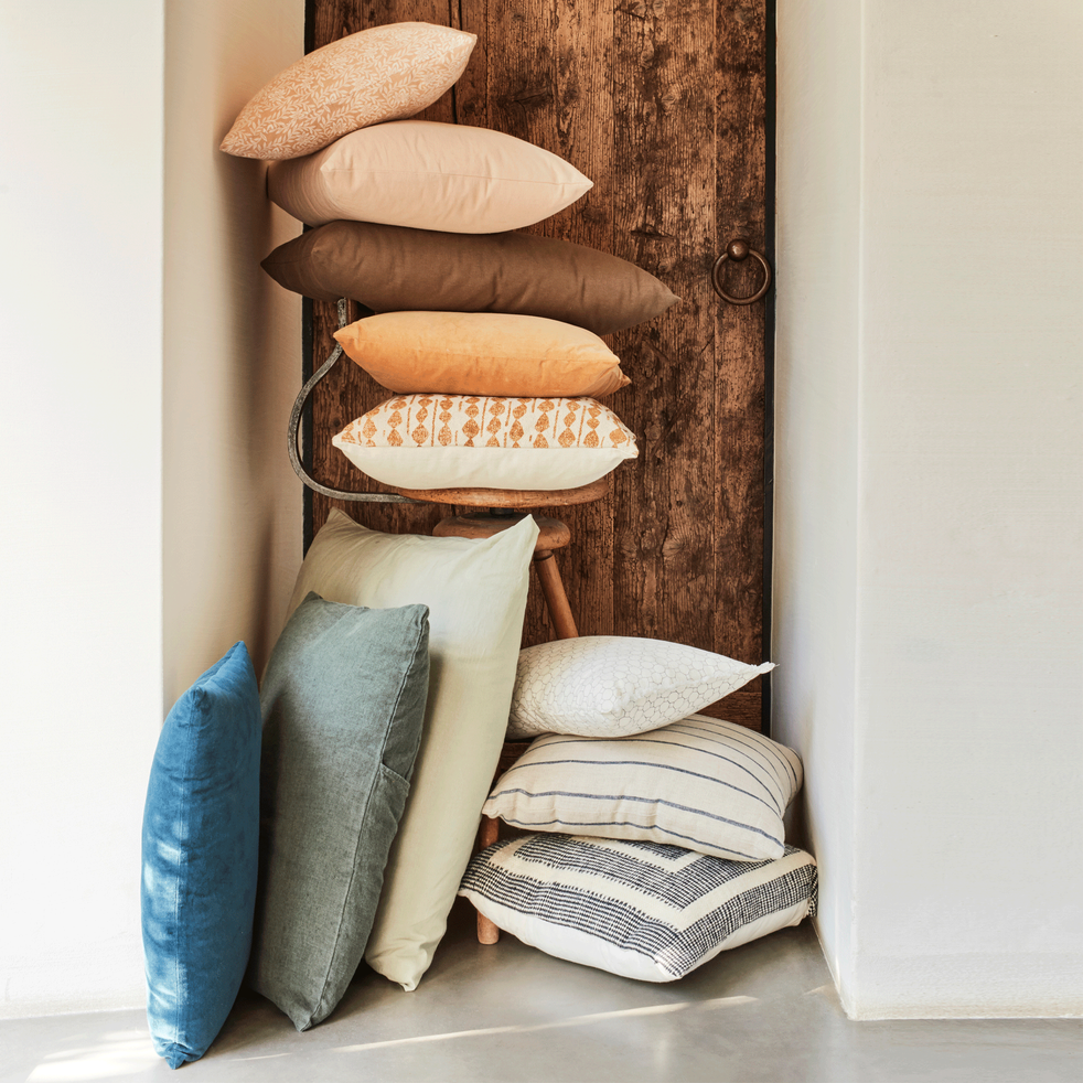 Coussin En Lin Lave Bleu Figuerolles 45x45cm Vence Coussins