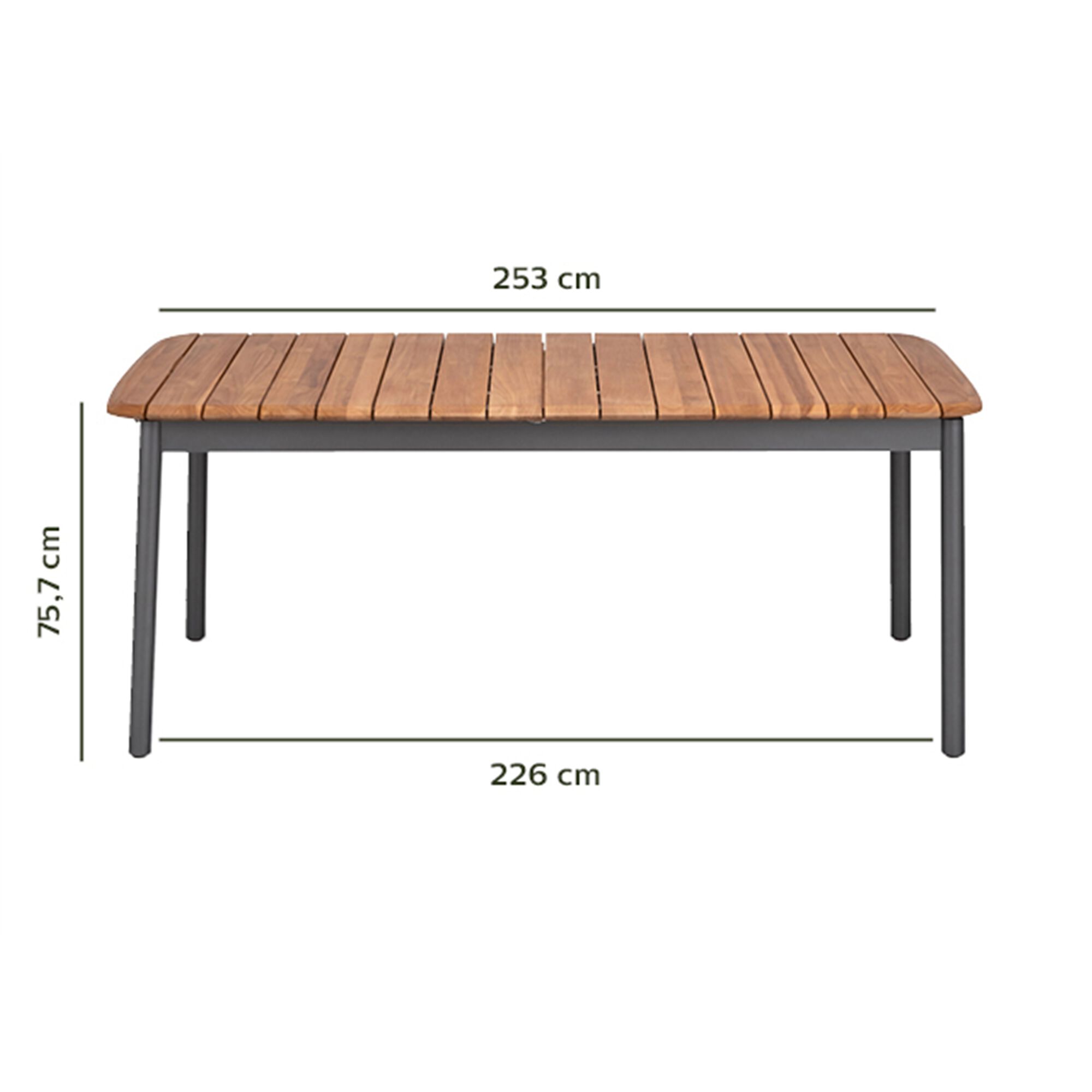 Table de jardin extensible en métal et bois - bois clair (8 à 12 places)-RAMATUELLE