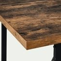 Table de repas rectangulaire effet bois et acier - bois foncé (6 places)-MANILLE